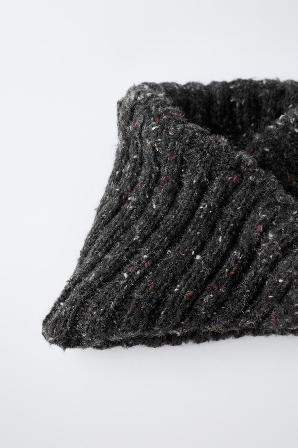 ZARA ВЯЗАНЫЙ ВОРОТНИК-ХОМУТ С ШЕРСТЬЮ, СЕРЫЙ