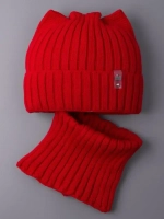 Шапка для девочки осенняя c ушками и снуд