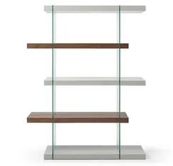 Стеллаж Mysen, 180х140 см, орех, стекло
