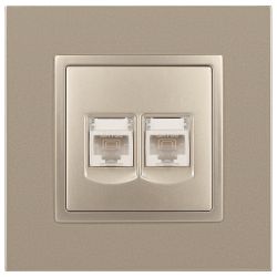 14-3108-04 ЭРА Розетка 2хRJ45, IP20, шампань