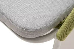 "Марсель" стул плетеный из роупа, каркас алюминий светло-серый (RAL7035) шагрень, роуп салатовый меланж круглый, ткань светло-серая