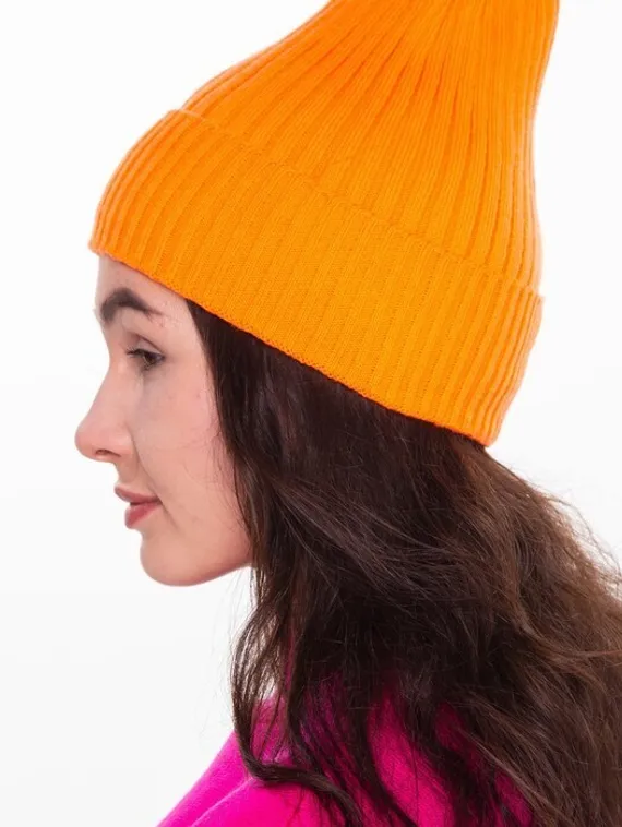 Шапка женская зимняя, цвет оранжевый, размер 52-56