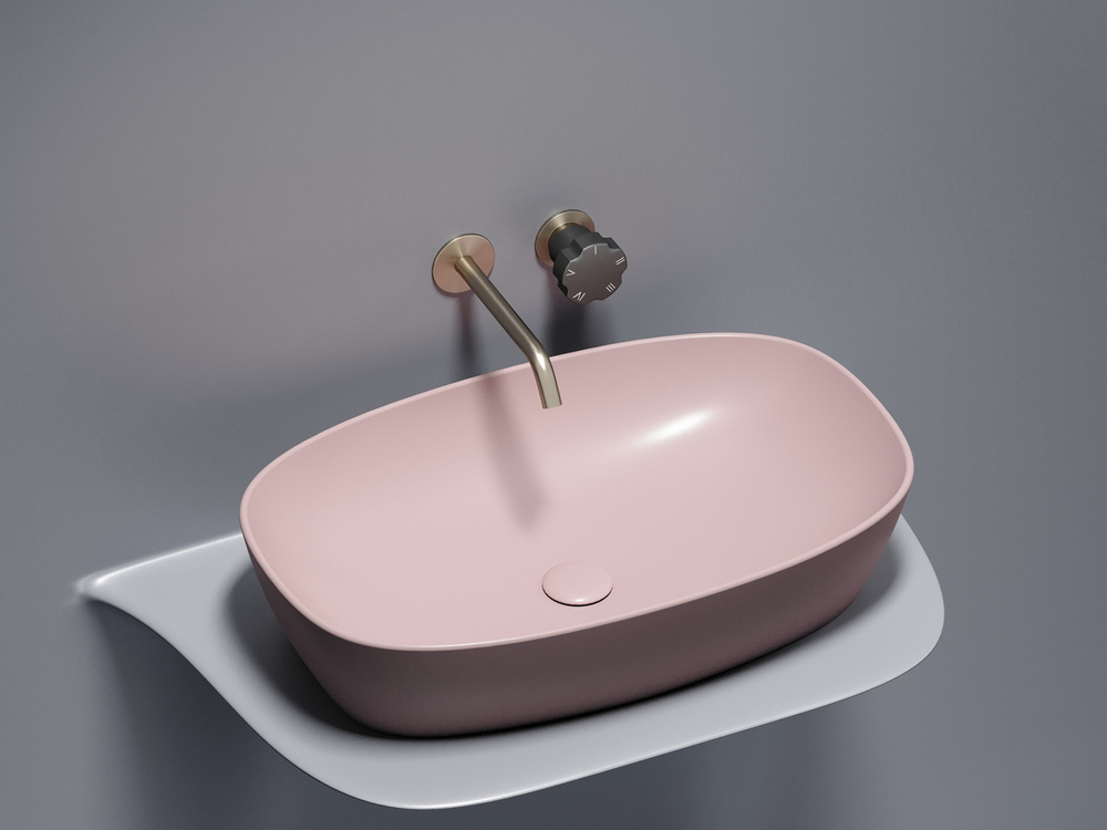 Умывальник чаша накладная овальная (цвет Розовый Матовый) Element 610x385x140мм