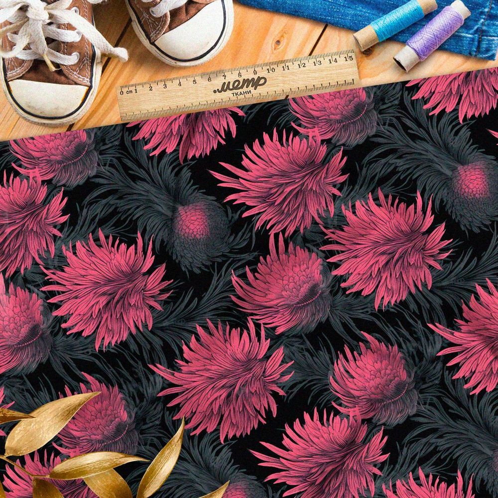 Ткань премиум дюспо танцующие линии природы