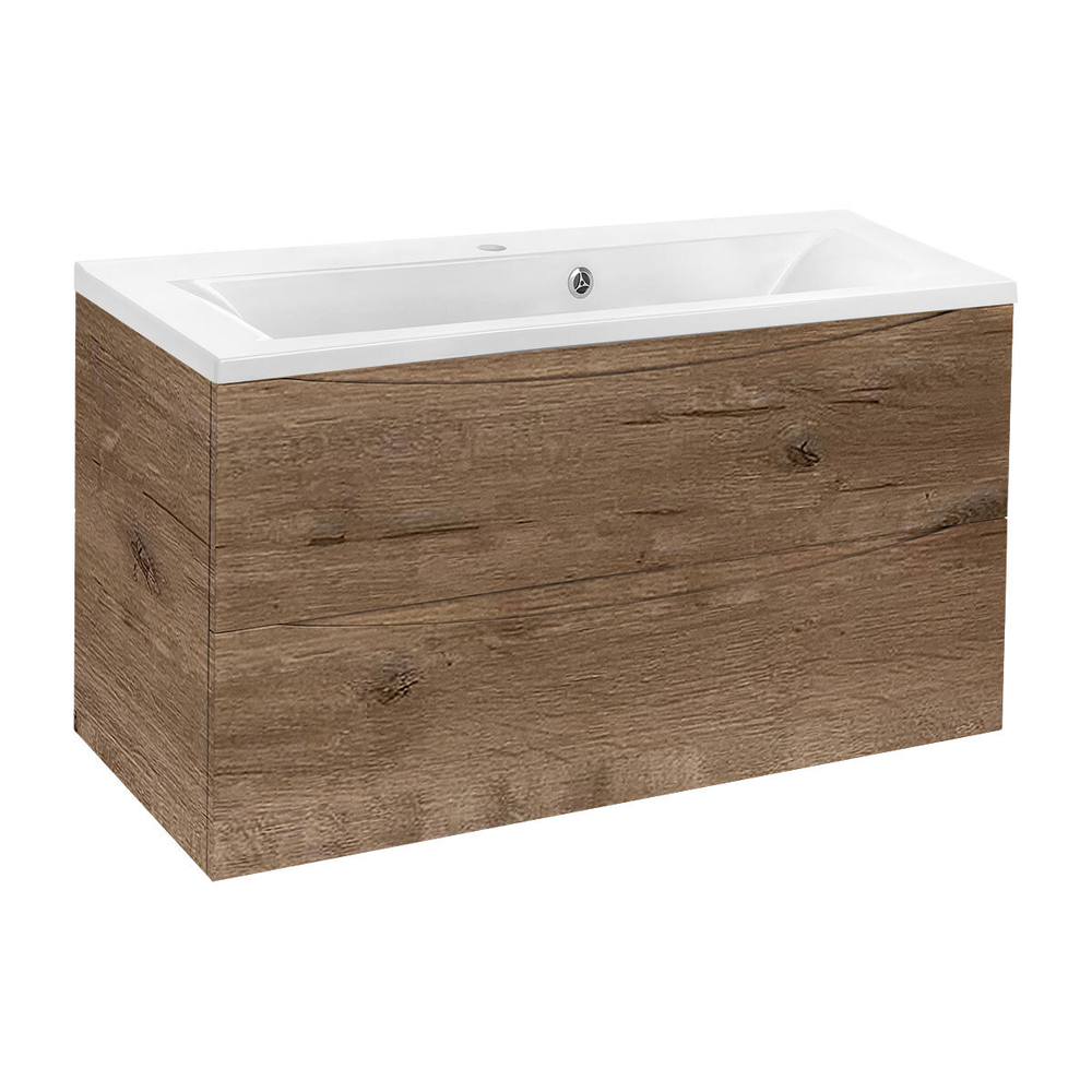 База под раковину Mia 900 подвесная, 2 выкатных ящика soft close, V.Oak