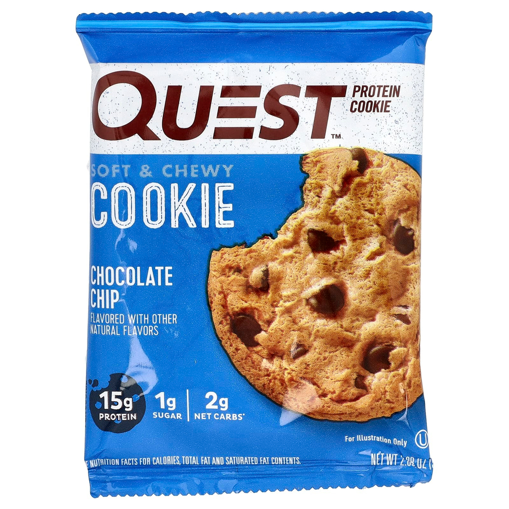 Quest Nutrition, протеиновое печенье, с шоколадной крошкой, 12 шт. по 59 г (2,08 унции)