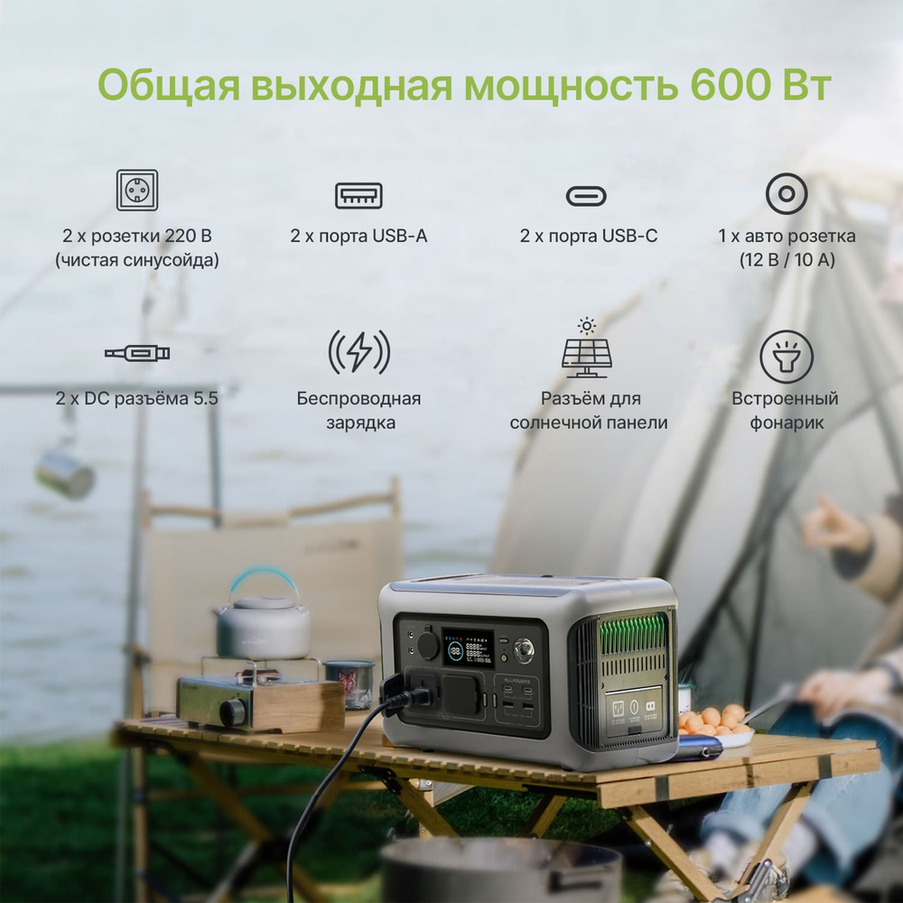 Портативная электростанция Allpowers R600, 600 Вт