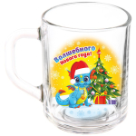 Кружка стеклянная 200мл «Новогодний Дракоша Йоки»