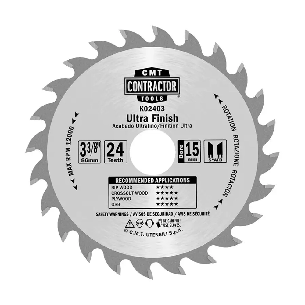 Диск пильный 85x1.1/0.7x15 Z24 α=12° 5°ATB CMT K02403