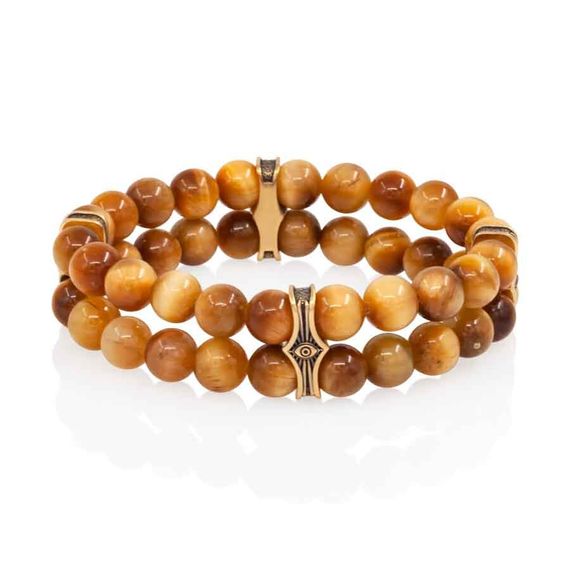 Браслет Всевидящее Око из Бронзы Двойной с тигровым глазом 8 мм, вид 1