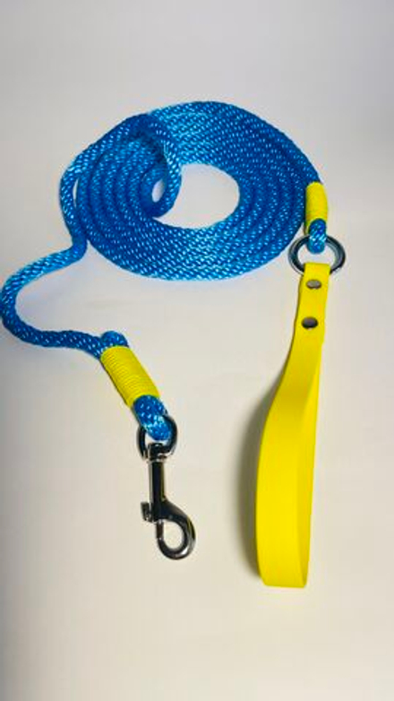 Поводок для собак веревка с ручкой биотан, 8 мм , 3 м, Чехия, синий.