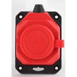 Колодка ЭРА K-1e-RED-IP44 каучуковая с заземлением 1 розетка 16A IP44 красная | Колодки