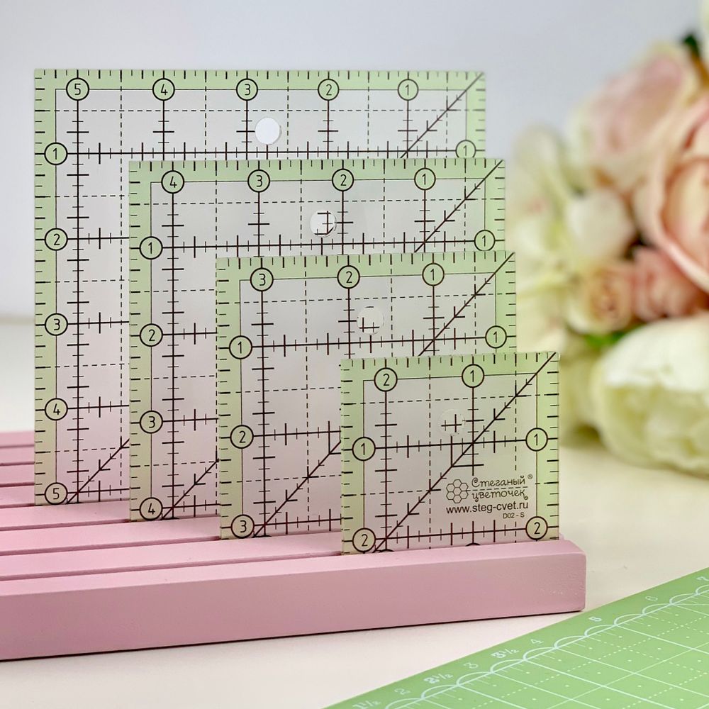 Линейка для пэчворка в дюймах, 2 ½ х 2½" (арт. D02-S)