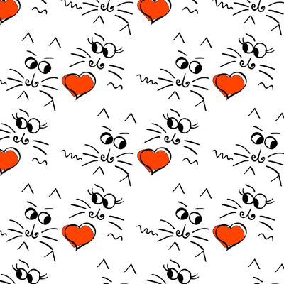 котики с сердечками