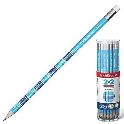 Карандаш ч/г с ластиком 2x2 HB круглый (Erich Krause)