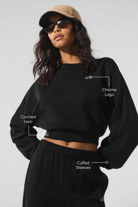Alo yoga Укороченная толстовка Accolade Crewneck, черный
