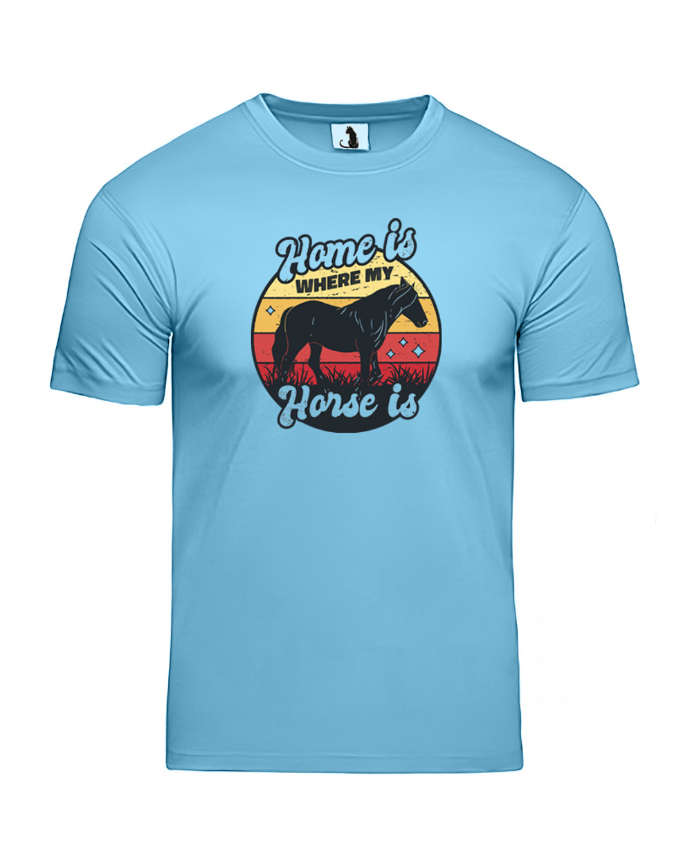 Футболка с лошадью Home is where my horse unisex голубая