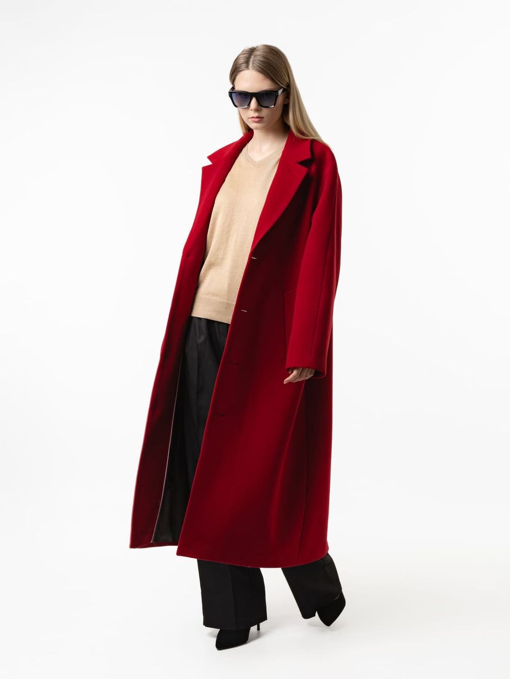 Пальто Dryg однобортное красное