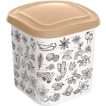 Емкость для сыпучих продуктов 1,1л с декором (бежевый)