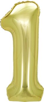 Шар (40''/102 см) Цифра, 1, Белое золото, 1 шт. в уп.