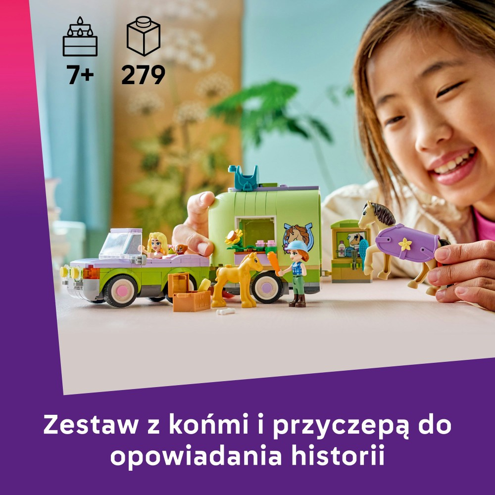 Конструктор LEGO Friends 42695 Прицеп с лошадью и жеребёнком — фото 4
