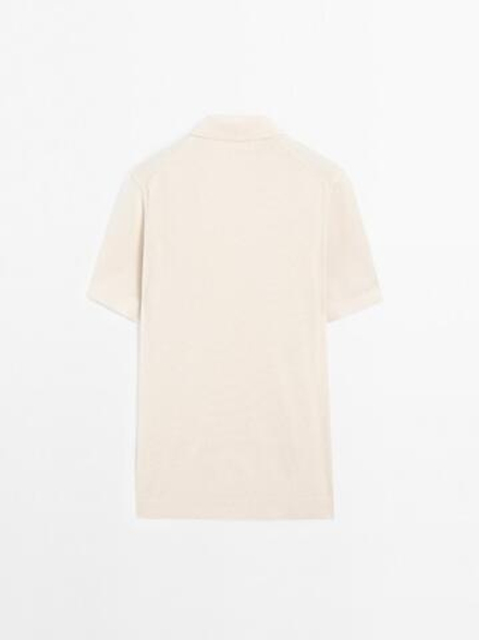 Massimo Dutti Поло с короткими рукавами из рельефной ткани, бежевый
