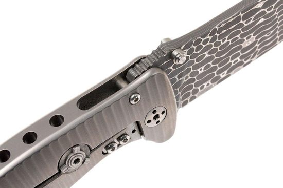 Складной нож Lion Steel "SR-2 MINI" L/SR2DL c клинком из стали Damasteel, рукоять титан