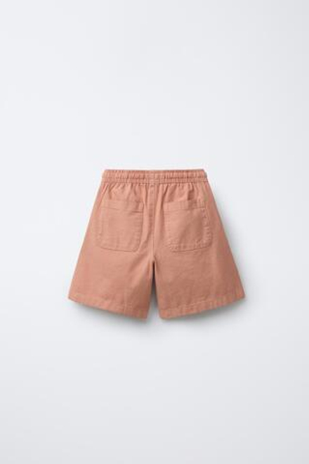 ZARA ЭЛАСТИЧНЫЕ ШОРТЫ С НАШИВКОЙ, МЕДНЫЙ