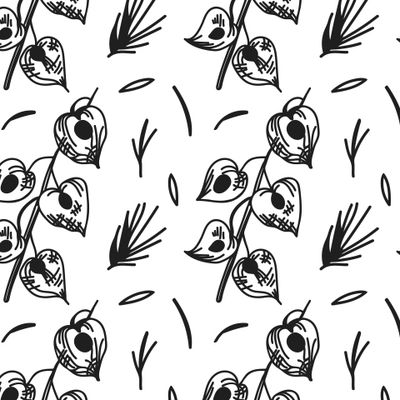 Бесшовный принт c зимней ботаникой