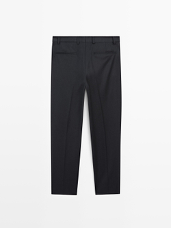 Massimo Dutti Фланелевые брюки с вытачками, темно-синий