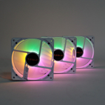 Комплект из 3 вентиляторов TESLA RGB120-LW3, 120мм, 1200rpm, 3-pin+Molex, белый/FRGB, 38CFM, 21дБ, антивибропрокладки (TSL-120-LW3)