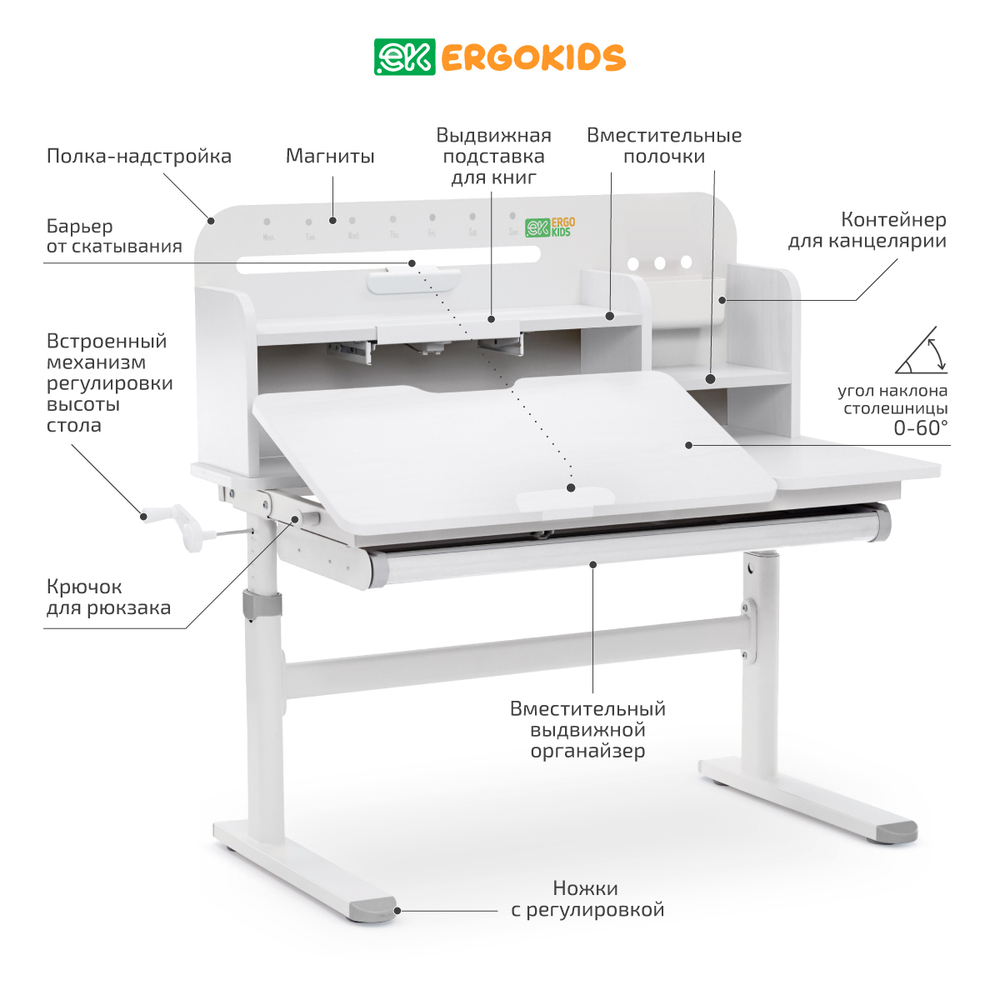 Растущая парта Ergokids Argo