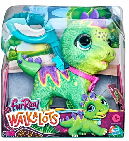 Мягкая интерактивная игрушка Hasbro FRF WALKALOST Динозавр на поводке 18 см зеленый E8726