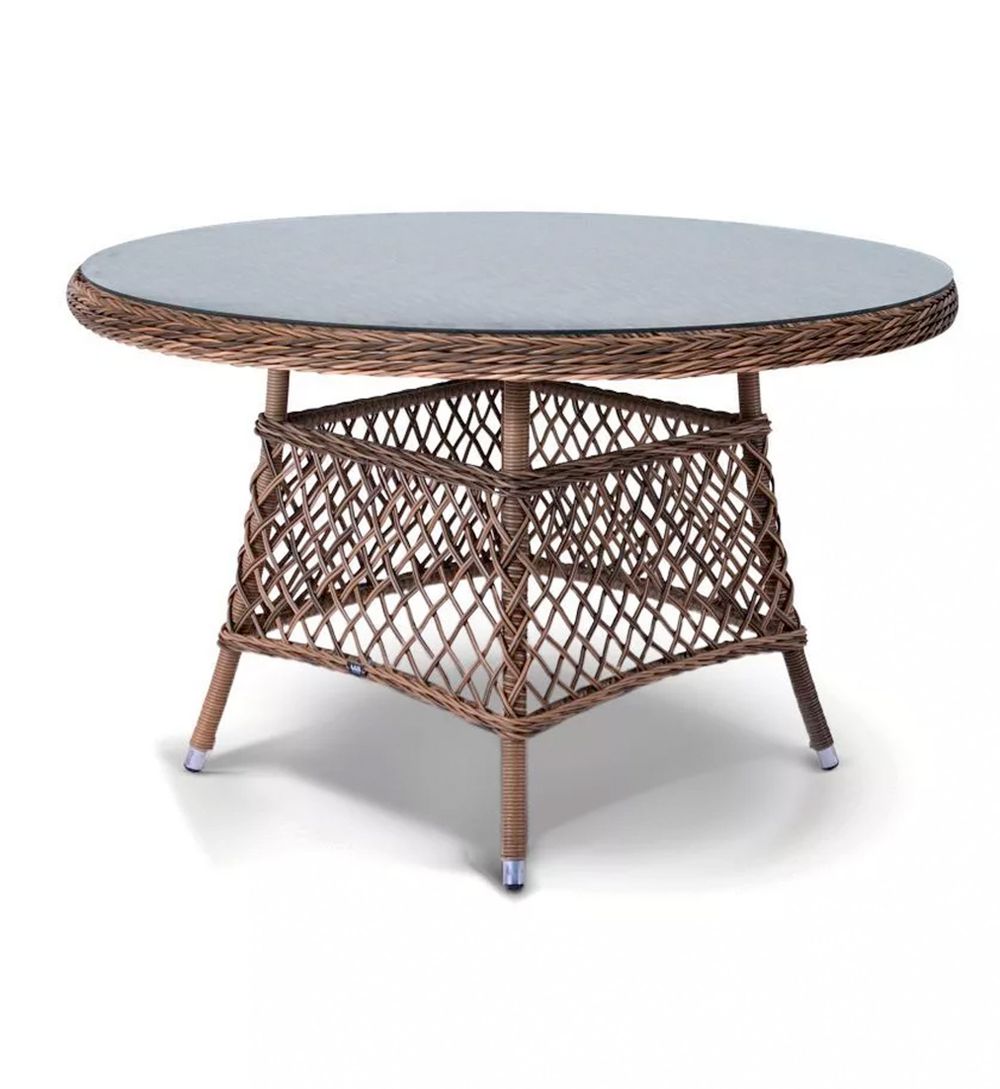 "Эспрессо" плетеный круглый стол, диаметр 118 см, цвет коричневый