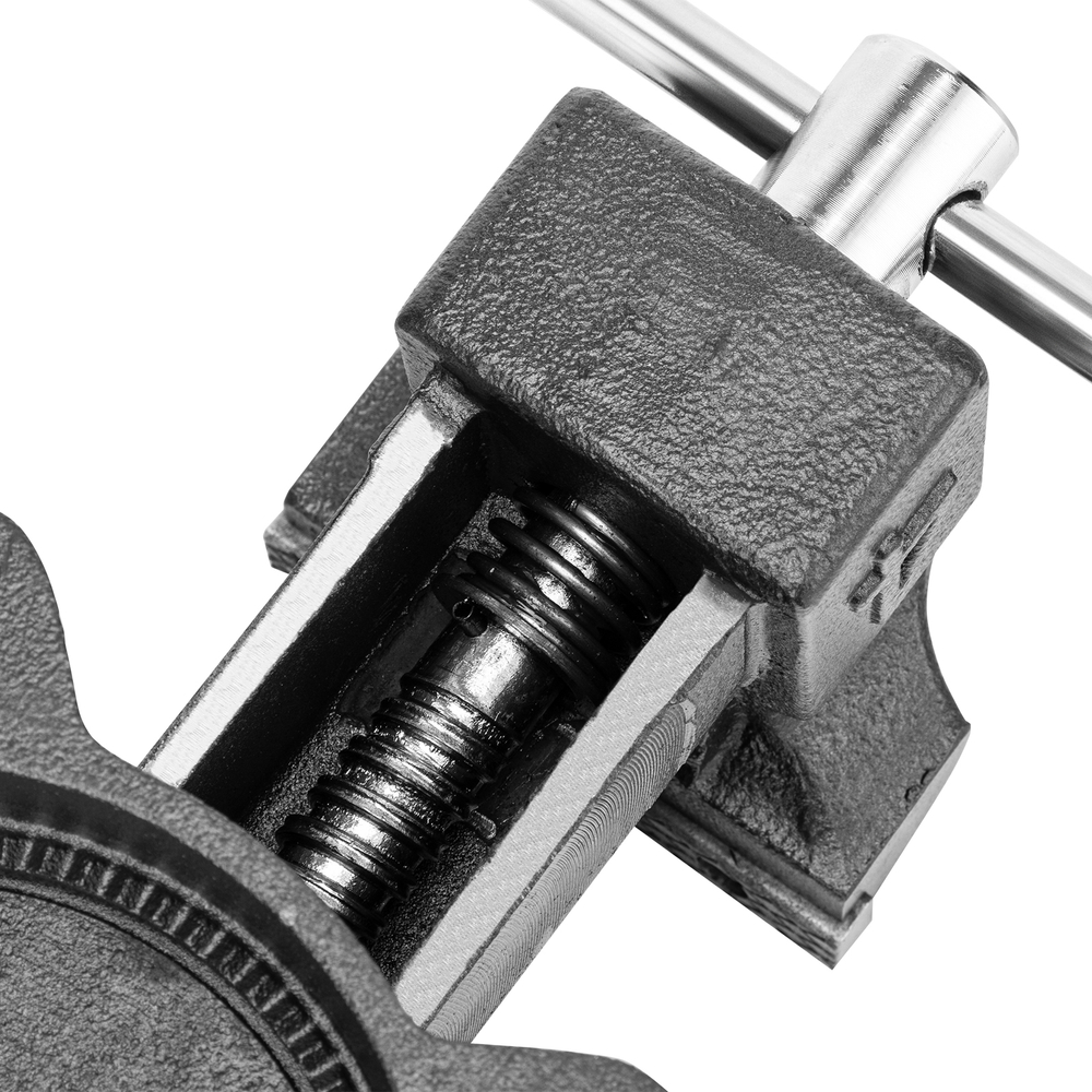 Тиски слесарные BVH-100, 100 мм, поворотные, стальная направляющая, с наковальней //Denzel