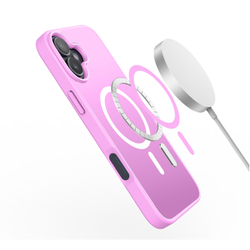 Прозрачный матовый чехол розового цвета и с MagSafe для iPhone 16 Plus, серия Yind Series от Dux Ducis