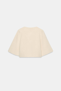 ZARA УКОРОЧЕННЫЙ ВЯЗАНЫЙ КАРДИГАН, ЭКРЮ