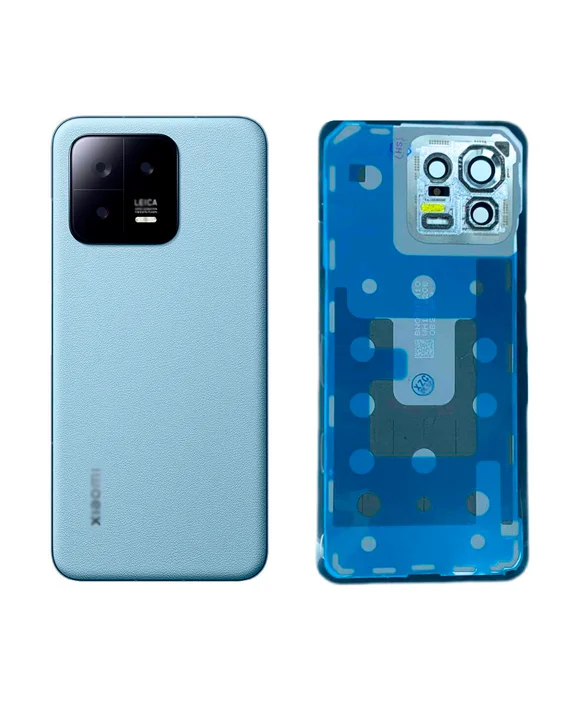 Задняя крышка для Xiaomi Mi 13 (Синяя) со стеклом камеры
