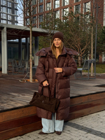 Пуховик Сахалин макси шоколад