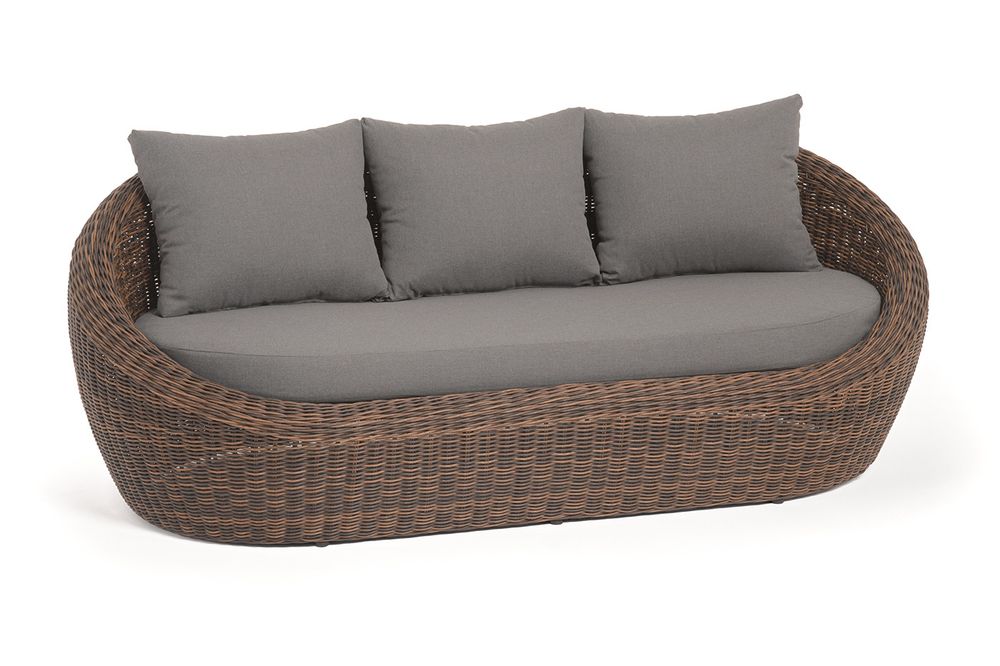 "Барселона" диван из искусственного ротанга трехместный, цвет коричневый