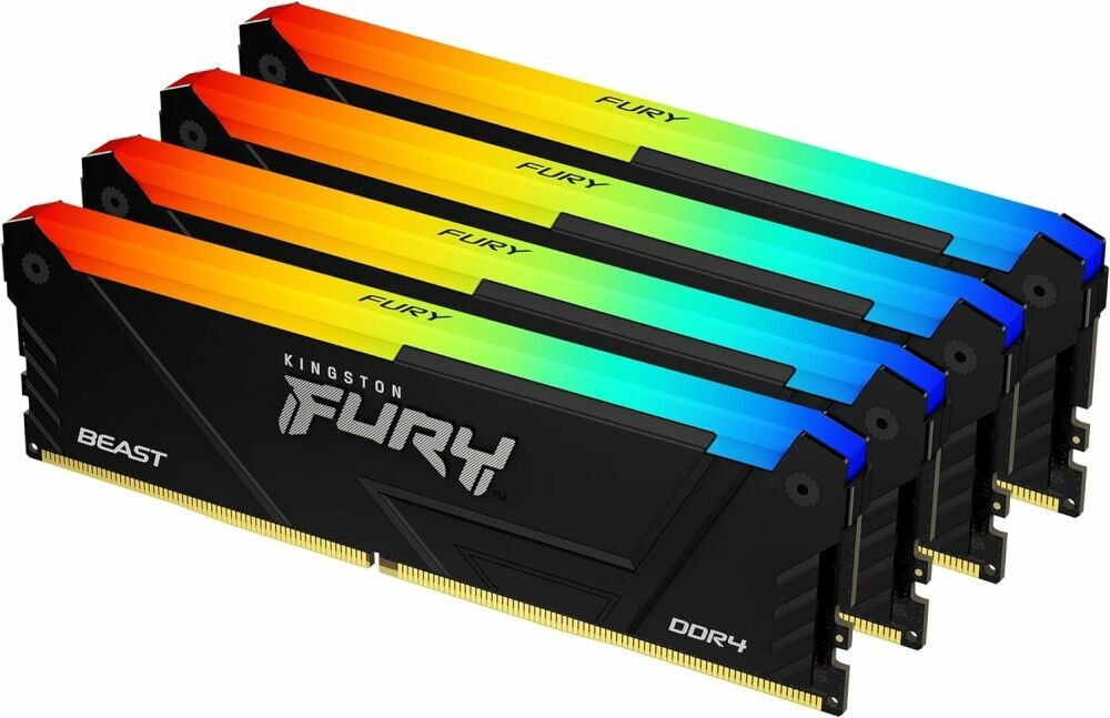 Оперативная память Kingston FURY Beast DDR4‑3600 — 32 ГБ / 64 ГБ / 128 ГБ чёрная RGB‑версия