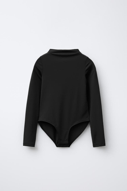 ZARA БОДИ С ВОРОТНИКОМ-СТОЙКОЙ, ЧЕРНЫЙ