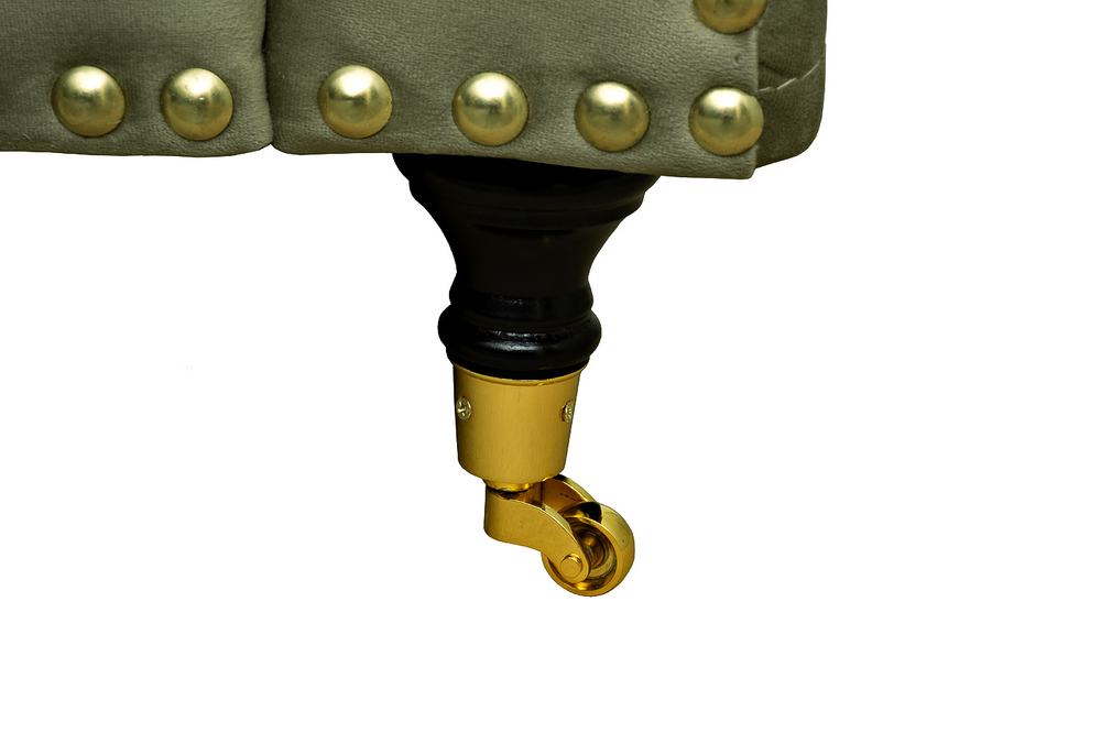Диван велюровый трехместный Garda Decor Sorrento оливковый с колесиками