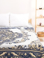 Покрывало 1,5 спальное, Гобелен с размерами: 147x210 см / накидка на диван, кровать, рис. Рапсодия (голубой)