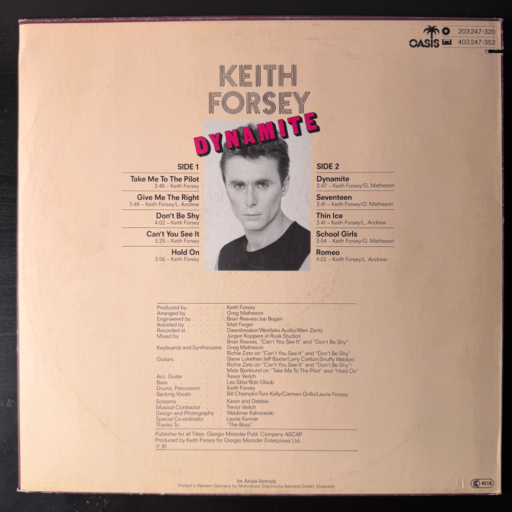 Keith Forsey ‎– Dynamite (Германия 1981г.) Т