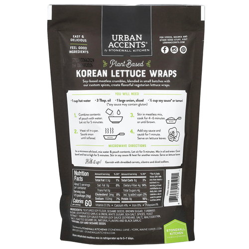 Urban Accents, Корейское барбекю на растительной основе, овощная смесь без мяса, сладкий черный чеснок, 102 г (3,6 унции)