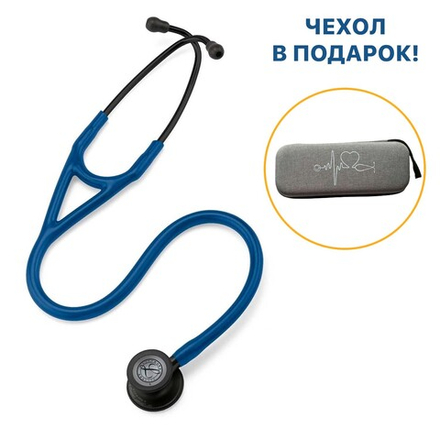 Стетоскоп Littmann Cardiology IV темно-синий, черная матовая акустическая головка, черный ствол (6168)