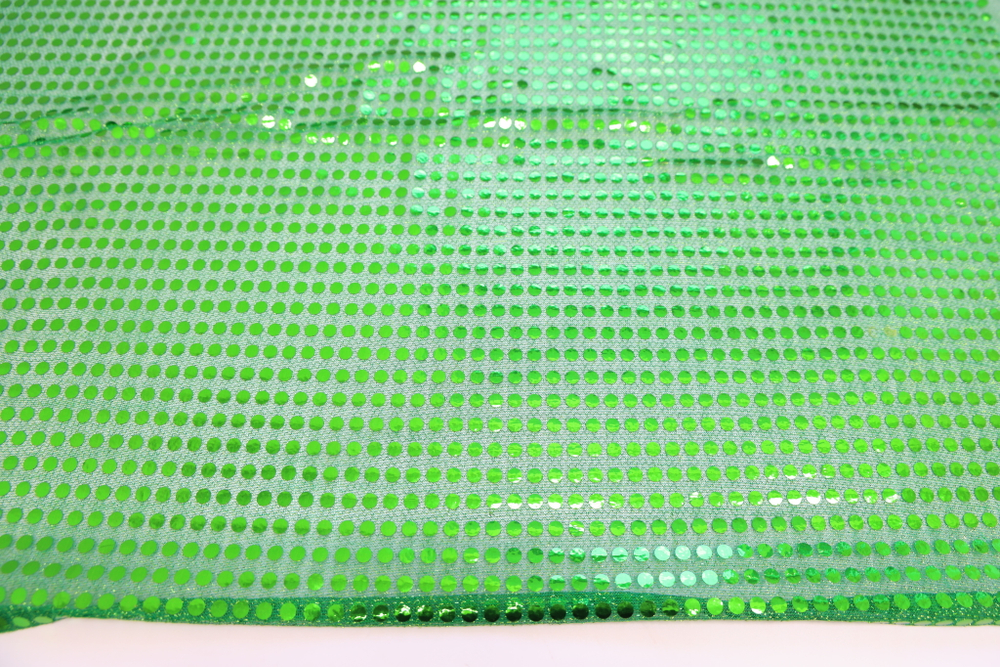 Трикотаж с пайетками зеленый