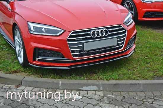 Сплиттер бампера переднего V.2 для AUDI S5 / A5 B9 S-Line (16-...)