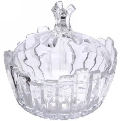 Сахарница стеклянная 250мл «Ажур» 12*11,5см полоски